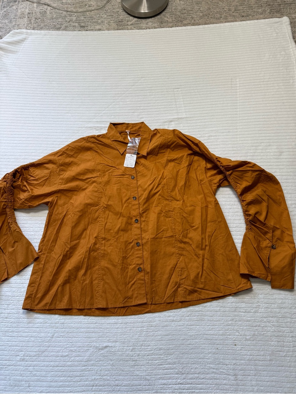 Free People Rust Orange Button-Up Blouse oversized